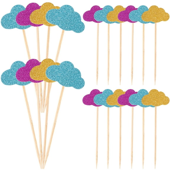 Toyandona Glittering Cloud Cake Topper Assorted Color for Beautiful Cake Scenes 20Pcs