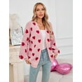 thumbnail image 7 of Women's Heart Knit Cardigan Sweater, V-Neck Long Sleeve Loose Fit Casual Knitwear for Fall and Winter, 7 of 7