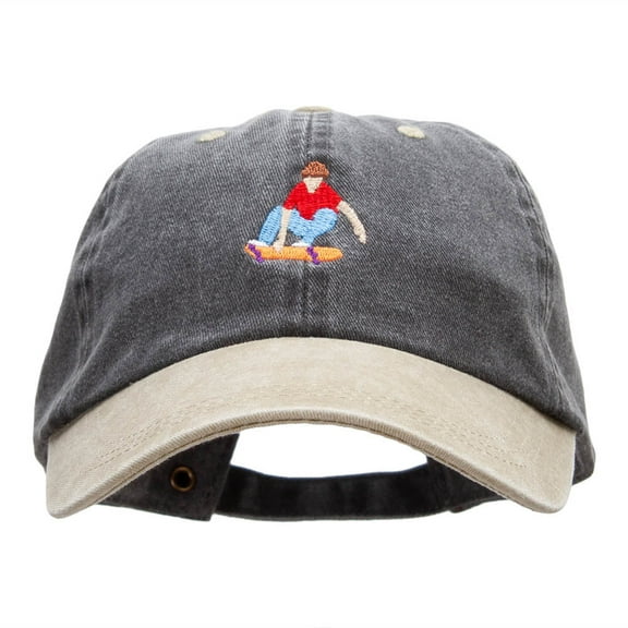 The Skater Dude Embroidered Pigment Dyed Wash Caps - Black Khaki OSFM