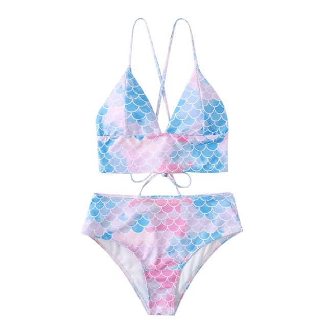 Mujeres verano moda escamas de pescado impreso tanque Sexy dos piezas Bikini traje de baño traje de baño Fridja nalpqowj50707