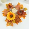 thumbnail image 6 of ToyKingdee Faux Maple Leaf Wreath Thanksgiving Harvests Festival Autumns Color Pumpkin Berry Table Decoration Candlestick Wreaths, 6 of 6