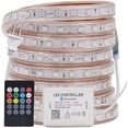 thumbnail image 1 of Strip Lights, Bluetooth Control RGB 110-120V SMD 5050 60 LEDs/m Waterproof Rope Light Strip with 20Key IR Remote, Work with iOS (16.4ft/5m), 1 of 5