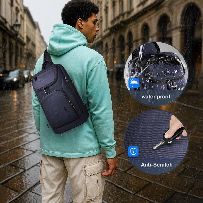 HEROIC KNIGHT Sling Bag for Men Crossbody Backpack for Travel Work College Waterproof, Blue