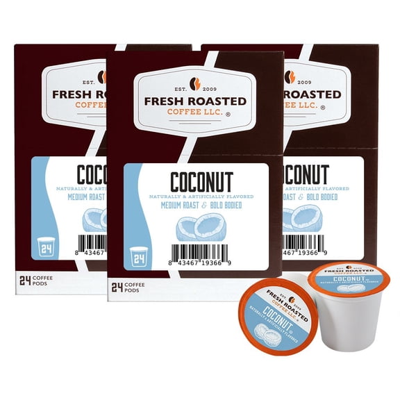 Fresh Roasted Coffee's Flavored Coffee Collection, Coconut, 72 K-compatible Pods