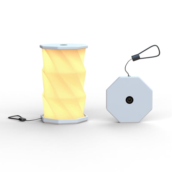 White Mini Collapsable and rechargable lamp with dimmable light for desk night stand or travel