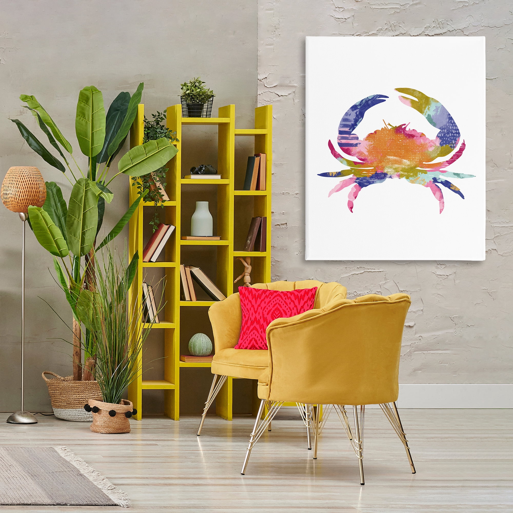 Stupell Industries Patterned Crab Impression Animals & Insects Painting Gallery Wrapped Canvas Art Print Wall Art, 36 x 48