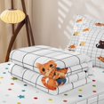 thumbnail image 5 of Manfei Cute Cat Zipper Queen Comforter Set with Fitted Sheet and 2 Pillowcases, Cartoon Grid Plaid Zipper Bedding Set, White, Polkadot Reversible, 4-Piece, 5 of 7