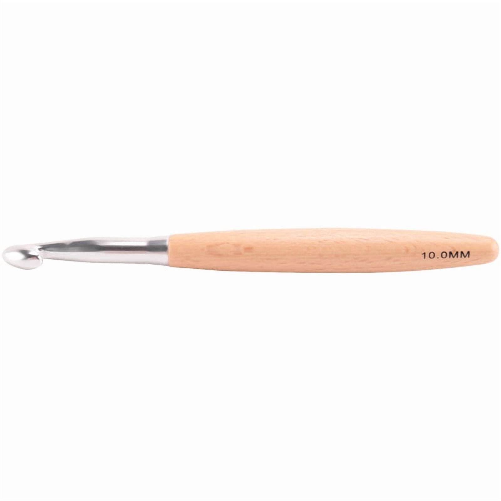 10x Big Crochet Hooks Set with Beech Wood Handle, Crochet Hooks for Chunky Yarn, Size 7mm 8mm 9mm 10mm 12mm