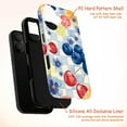 thumbnail image 4 of Watercolor Fruit & Floral Checkered Phone Case for iPhone 16 15 14 13 12 11 Pro Max Plus Mini – Blueberry, Cherry & Citrus Design, Vintage Summer Aesthetic Protective Phone Cover, 4 of 6
