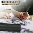 thumbnail image 2 of Uxcell Willow Charcoal Sticks, 2-4mm Willow Charcoal Pencils Soft Sketch Vine Art Supplies Set for Drawing Sketching Shading Painting Artists Beginners (Black, Pack of 26), 2 of 5