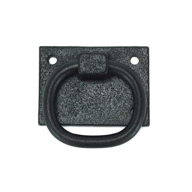 Wood Shutter Hardware 30-14-88550 Shutter Pull Ring with Plate, Black