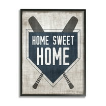 Stupell Industries Rustic Sweet Home Baseball Bats & Base Plate Graphic Art Black Framed Art Print Wall Art, Design by Natalie Carpentieri