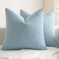 thumbnail image 1 of Juego de 2 fundas de almohada MIULEE de lino Farmhouse, 50 x 50 cm, color azul claro, 1 of 6
