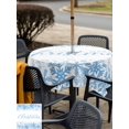 thumbnail image 4 of Outdoor Tablecloth with Umbrella Hole and Zipper, Blue Merry Christmas Square Table Cloth 54x54 Inch Waterproof Tablecloth, Winter Snowflake Xmas Aesthetic Picnic Table Cover for Patio Camping, 4 of 7