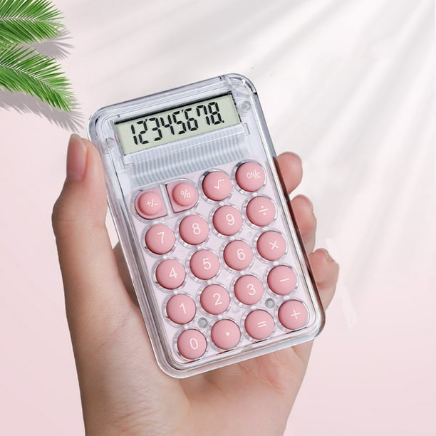 Calculadora estándar de 8 dígitos | Pantalla grande y botones redondos silenciosos | Calculadora de escritorio portátil de plástico color caramelo para uso en la oficina, el hogar y la escuela