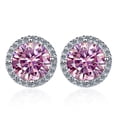 thumbnail image 4 of 925 Sterling Silver Earrings 1 Carat Moissanite Four-Claw Round Earrings, 4 of 5