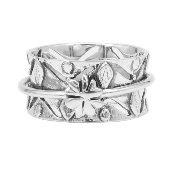 Earth Gems Jewelry Spinner Ring Sterling Silver Ring Meditation Ring Anxiety Fidget Ring for Women
