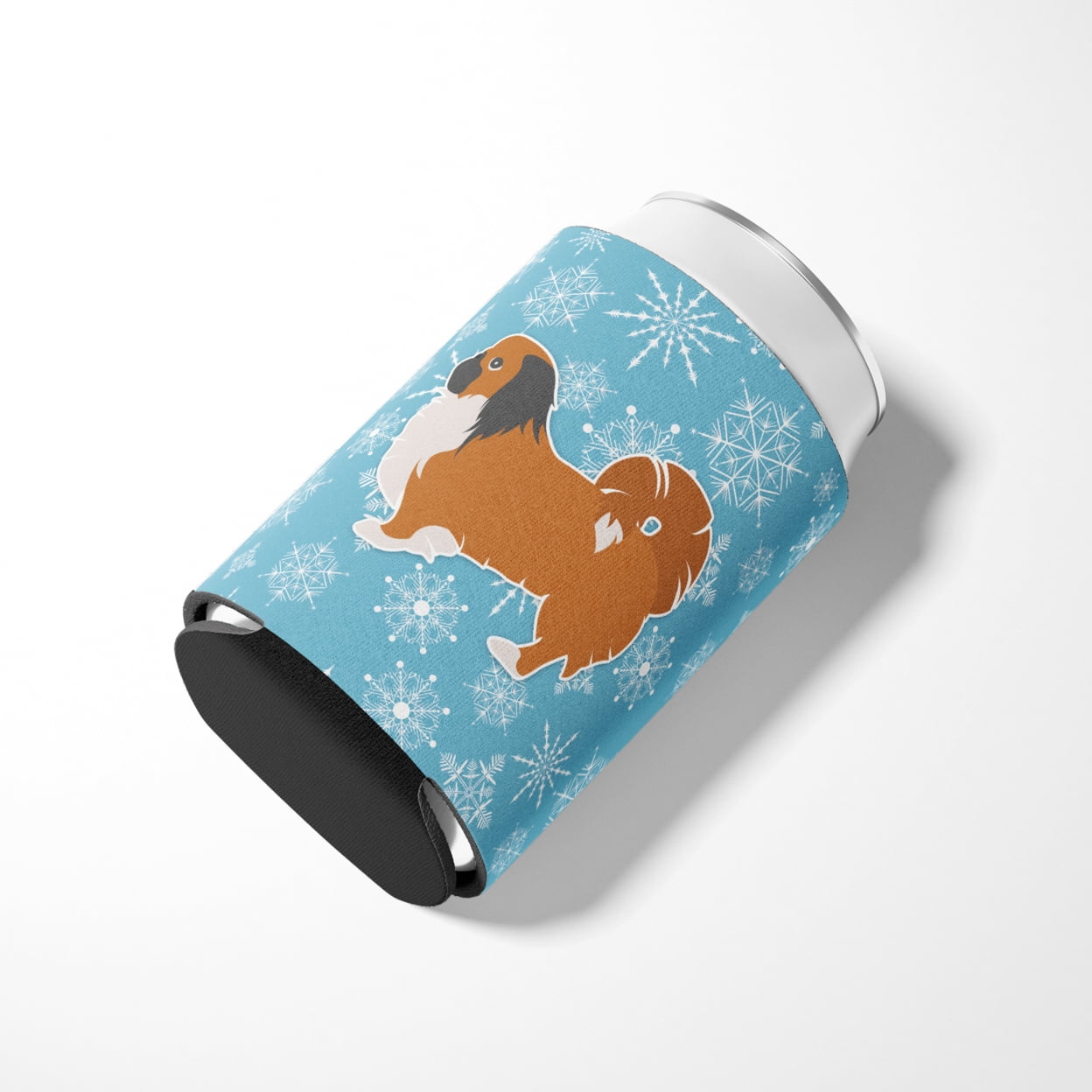 Caroline's Treasures BB3538CC Winter Snowflake Pekingese Can or Bottle Hugger, Can Hugger, multicolor