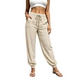 thumbnail image 2 of Xdegoge Womens Casual Jogger Pants Striped Boho Beach Trousers Lightweight Breathable Flowy Fit with Elastic Waist Drawstring and Pockets Summer Vacation Bottoms, 2 of 7