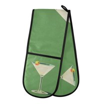 Yayeee Double Oven Mitt Kitchen Heat Resistant Baking 35" x7" Quilted Glove, Green Lemon Juice