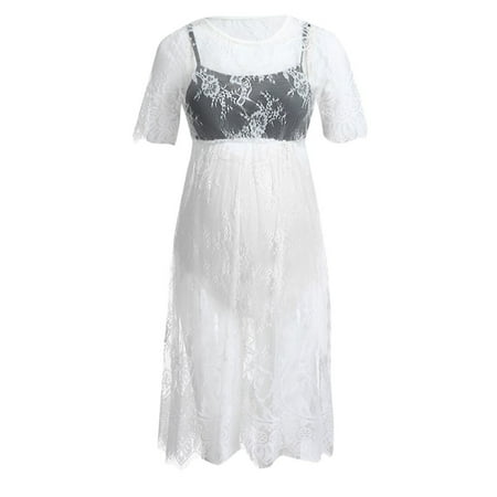 

LoyisViDion Womens Maternity Dresses Clearance Women S Maternity Short Sleeve Lace Photography Fancy Dress Pregnancy Clothes White XL