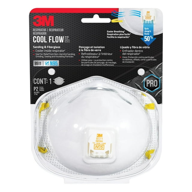 Respirador 3M 8511 N95 con válvula de lijado de fibra de vidrio