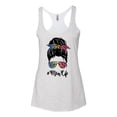 thumbnail image 2 of Wild Bobby, Mom Life Messy Hair Bun | Tie Dye Leopard Print Bandana | Funny Mother's Day Mother's Day Tri-Blend Racerback Sleeveless Top, Heather White, XL, 2 of 5
