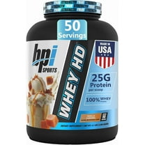BPI Sports Whey HD Ultra Premium Protein Powder Isolate, Workout Powder for Muscle Gain, Milk Protein Concentrates, Vanilla Caramel, 4.07 Pound (50 Servings)