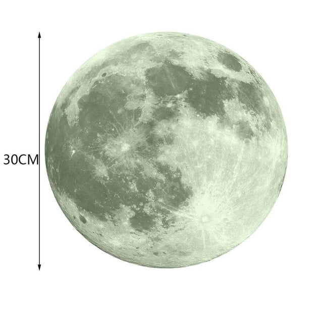JJKBVCLO Dark 30cm 3D Sticker Sticker Glow Large In Wall Removable The Moon Fluorescent Hangs