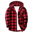 thumbnail image 2 of Jaunzuar Zip Up Hoodie Men Drawstring Long Sleeve Plaid Shirt Men Outdoor Warm Casual Jackets with Pockets L, 2 of 7
