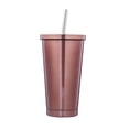 thumbnail image 2 of Vasos de acero inoxidable con tapa y pajita, vaso térmico de doble pared Oro rosa, 2 of 9