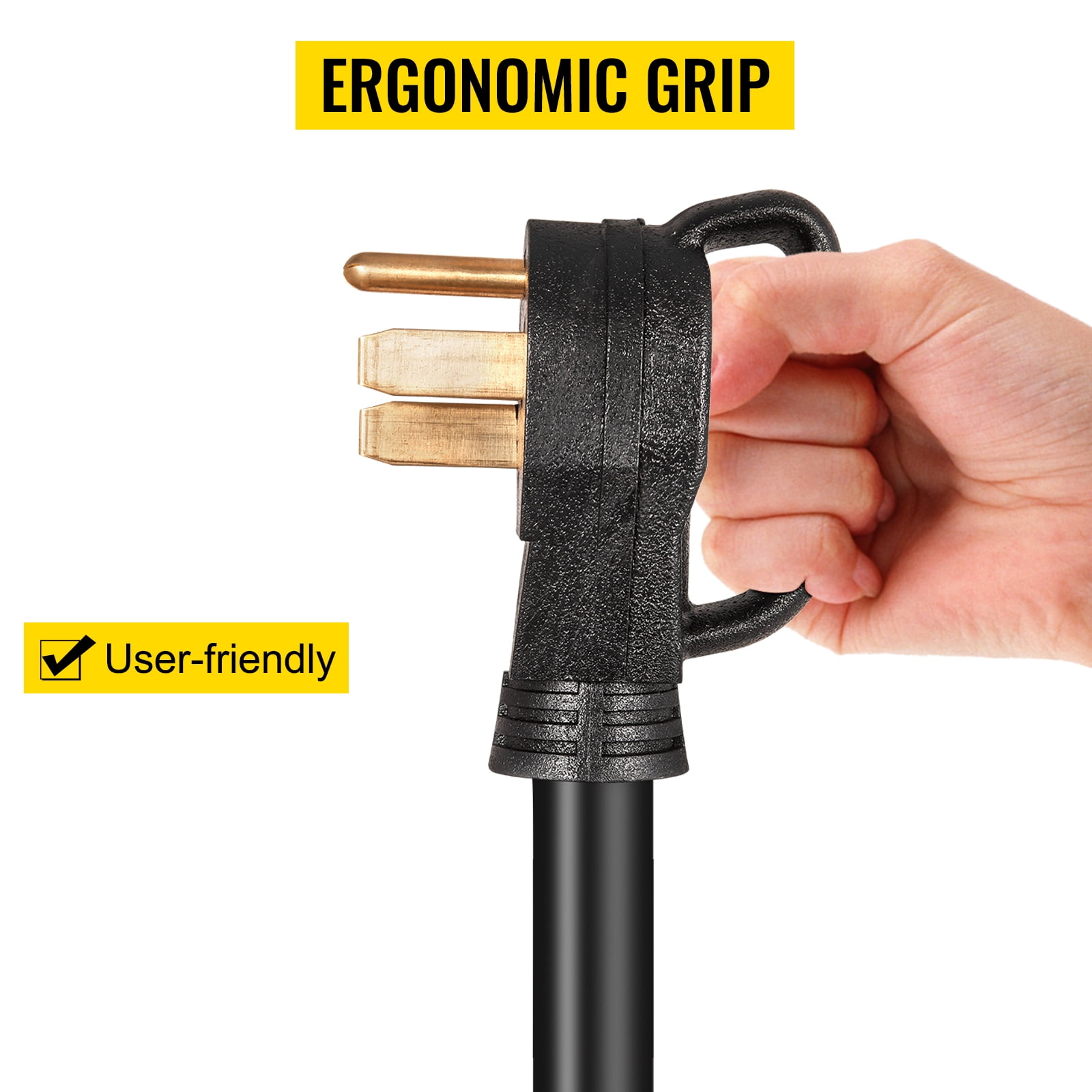 VEVOR 50 Amp Generator Extension Cord 4 Wire 6 Gauge STW 6/3+8/1 Generator Cord 125V 250V UL Listed Generator Power Cord N14-50P & SS2-50R Portable Handle (15Ft 50 Amp)