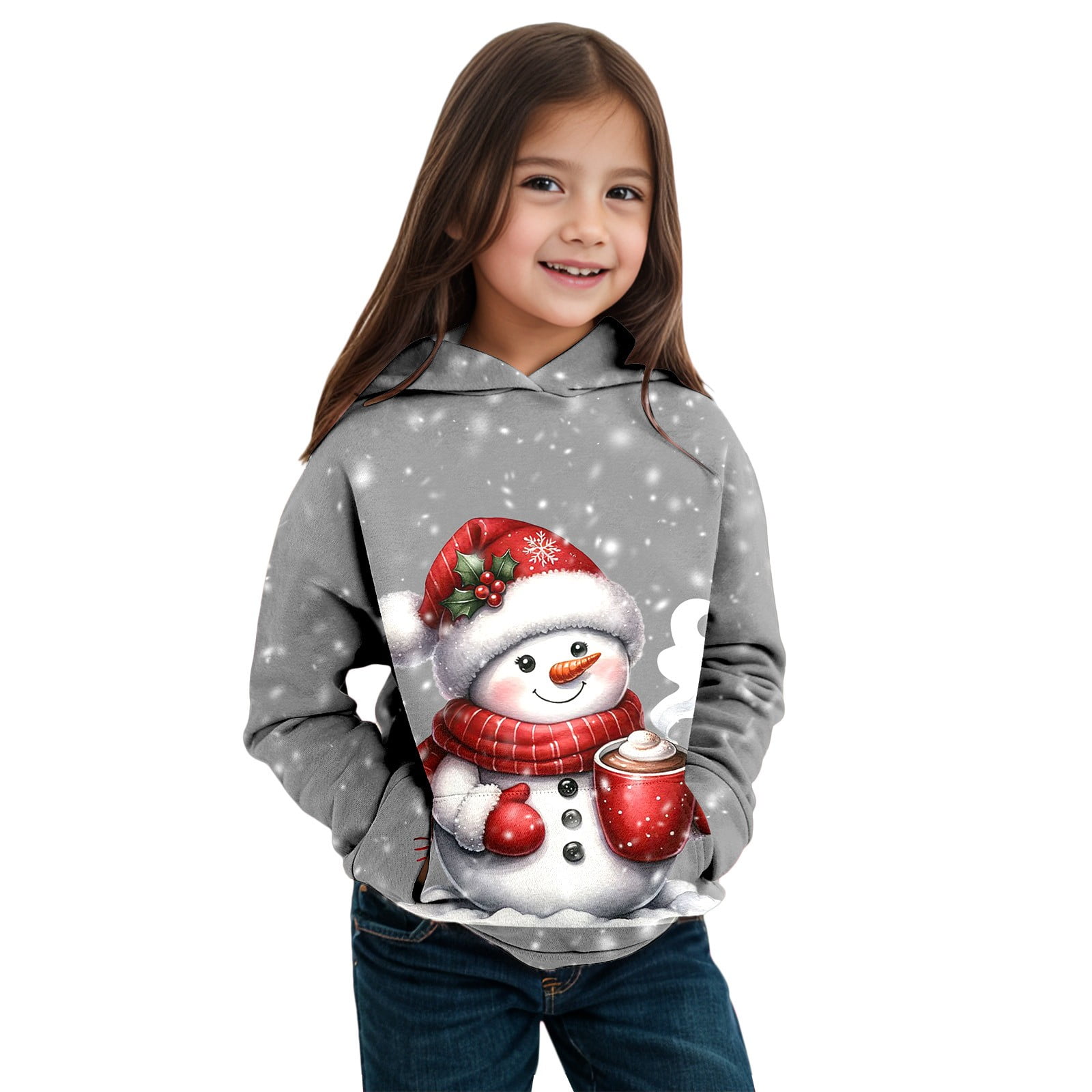 Fête Givrée - Pull Rouge Père Noël Et Bonhomme De Neige - Pull De Noël Enfant