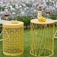 thumbnail image 5 of Y&M Indoor Outdoor Chic Metal Round End Table, Flower Yelow (Set of 3), 5 of 6