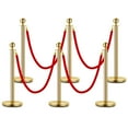 thumbnail image 1 of 6PCS Stanchion Posts Queue with Red Velvet Rope, 5 FT Red Carpet Ropes and Poles, Crowd Control Barriers Queue Line Rope, Barriers, 1 of 4