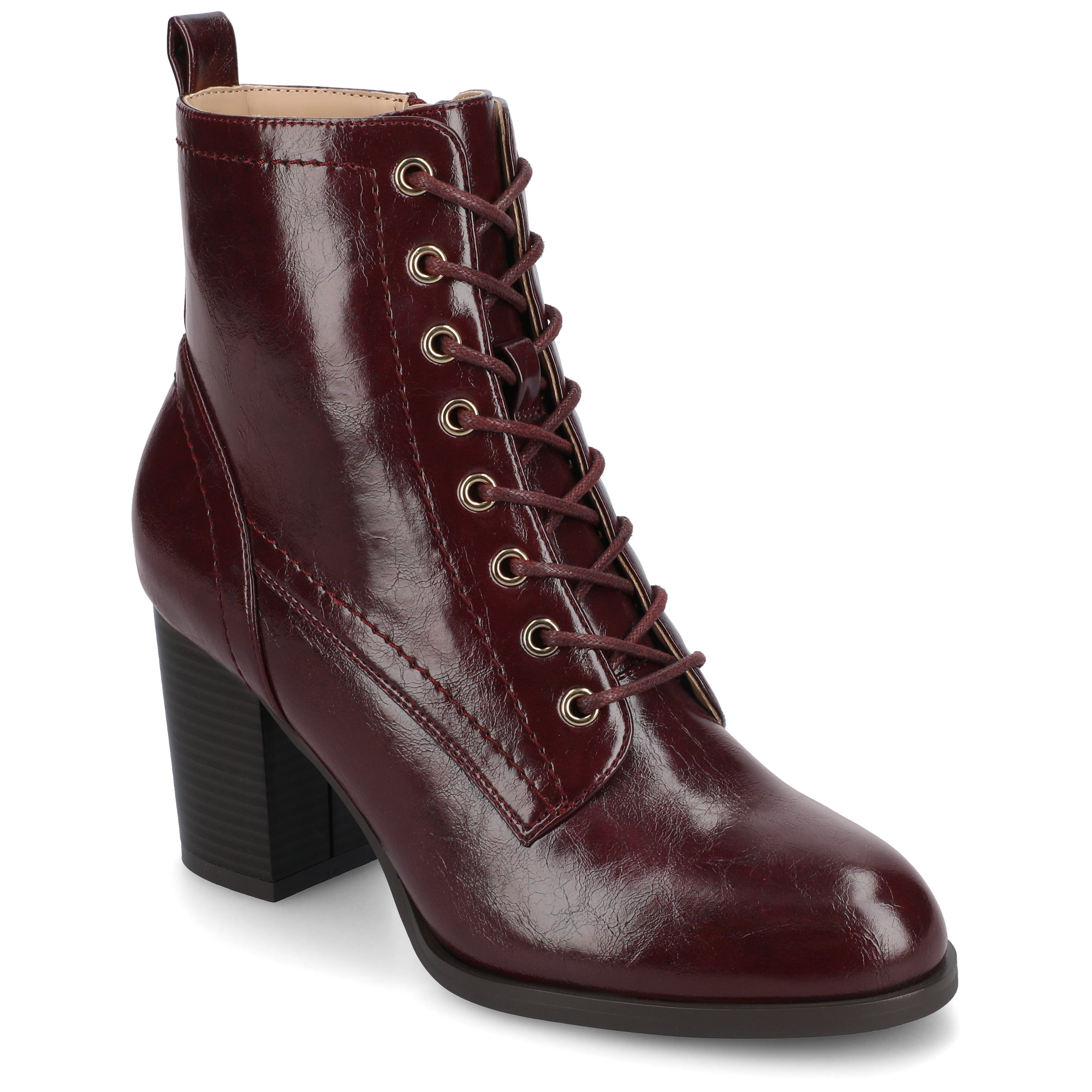 Journee Womens Elley Stacked Block Heel Square Toe Booties - Walmart.com