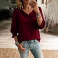 thumbnail image 2 of Cilsoka 3/4 Length Sleeve Womens Tops Asymmetric Square Neck Dressy Casual Blouses Business Work Shirts with Smocked Cuffs, 2 of 6