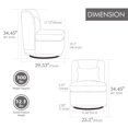 thumbnail image 2 of Wide Modern Chenille Cushioned Armless Chair in Soft Beige, 360° Swivel Design with Pillow, Sturdy Metal Base, Comfortable Accent Seat, 2 of 8