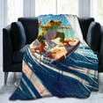 thumbnail image 2 of Cool Frog Blanket Gifts for Kid Men Cartoon Frogs in Ocean Wave Flannel Throw Blankets Super Soft Cozy Couch Bed Living Room Travel Picnic Farmhouse Decor 60"x 80", 2 of 6