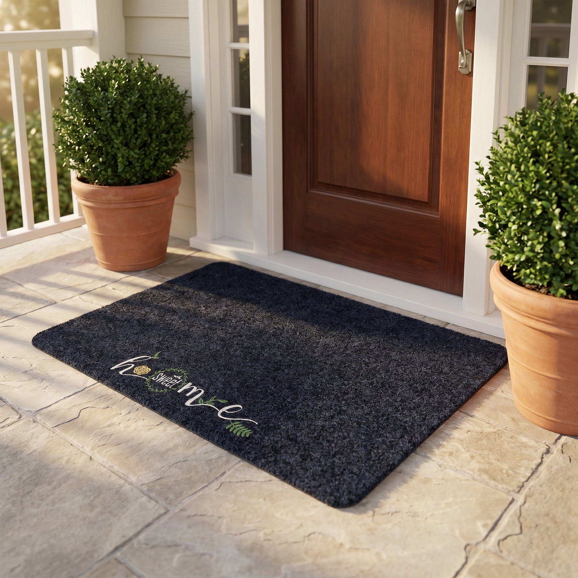 Unique Bargains Doormat Waterproof Non-Slip Scraper Welcome Mat Black Letter 24" x 16"