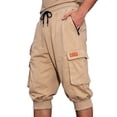 thumbnail image 5 of WERYOUNG Men's Casual Shorts Solid Color Elastic Waist Leisure Wear Relaxed Fit Cargo Shorts With Pockets And Drawstring Outdoor Activities Soft Breathable Bottom, 5 of 8