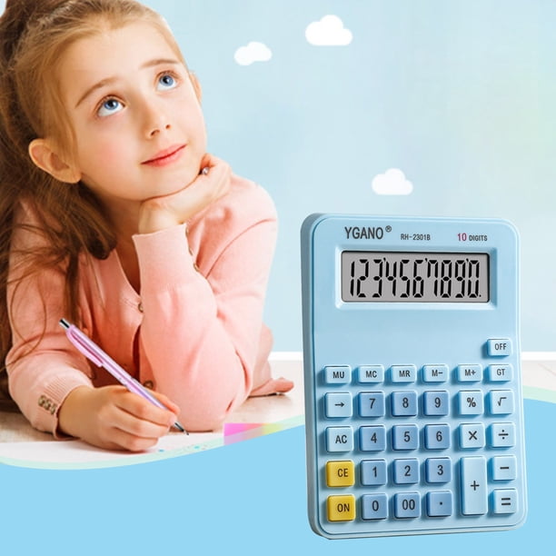 Calculadora para estudiantes de matemáticas de primaria, calculadora sincrónica con pantalla de 10 dígitos, portátil, de escritorio, silenciosa, con batería.