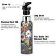 thumbnail image 3 of Yayeee 33oz Insulated Water Bottle Double Wall Stainless Steel with Flip Straw Lid, Blue Colorful Flowers, 3 of 7