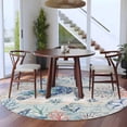 thumbnail image 4 of Summer Ocean Turtle Round Living Room Rugs 6 ft, Retro Coral Shell Washable Area Rug with Non-Slip Sturdy Edge Binding Round Carpet for Kitchen Office Bedroom, 4 of 9