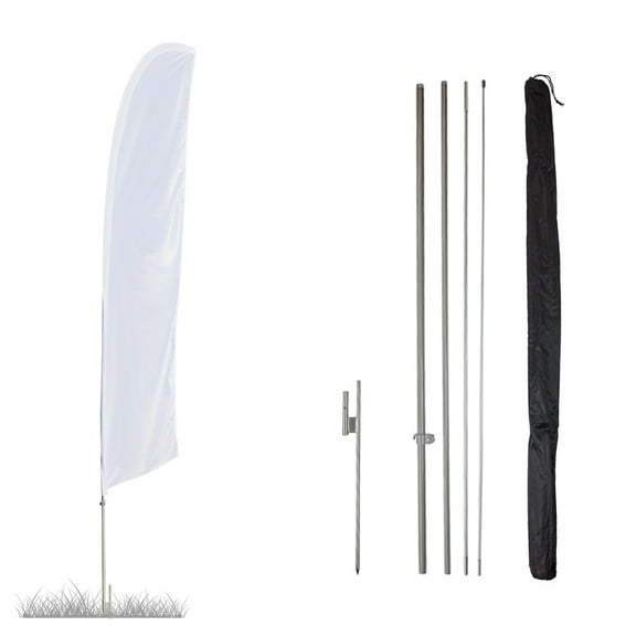 Vispronet - Solid White Feather Flag Kit - Stands 13.5ft Tall - Includes Solid White Feather Flag, Pole Set, Protective Bag, and Ground Spike
