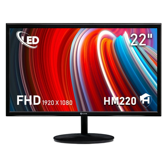 HAJAAN 22” Inch FHD (1920x1080) Computer Monitor, 75 Refresh Rate, Best for Office & Home, Ergonomic Tilt HDMI, VGA Ports LED Monitor for PC, VESA Mountable, Black (HM220)- NEW