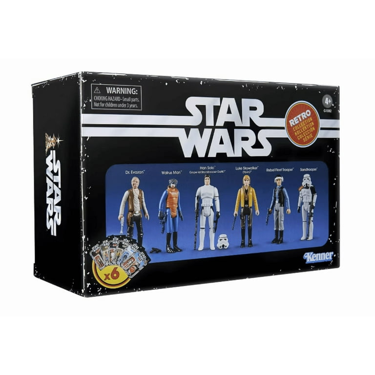 Star Wars Retro Collection Dr. Evazan, Walrus Man, Han Solo, Luke