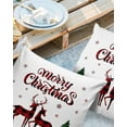 thumbnail image 2 of Pack of 2 Outdoor Pillow Covers, Christmas Red Plaid Elk Tree Christmas Reindeer Waterproof Square Throw Pillowcase Cushion Decorative Pillow Covers for Couch Patio Tent, 26x26 in, 2 of 6