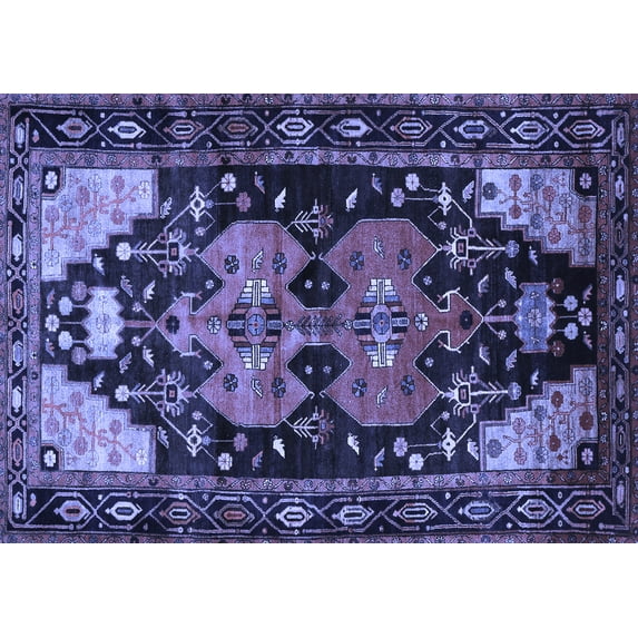 Ahgly Company Indoor Rectangle Persian Blue Traditional Area Rugs, 5' x 8'