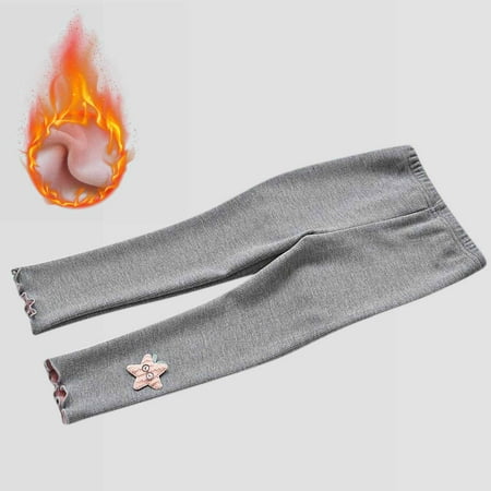 

ZCFZJW Reduce! Baby Boys Girls Winter Warm Fleece Lined Leggings Stretchy Autumn Winter Warm High Waisted Side Embroidery Stars Active Sweatpants(Gray 3-4 Years)